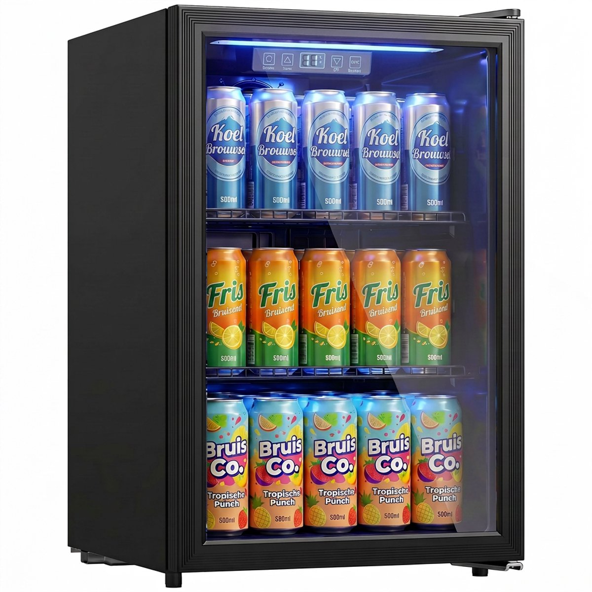 Homcom – Stil – Drankkoelkast – 70L/70 blikjes – gehard glas, verstelbaar-Zwart