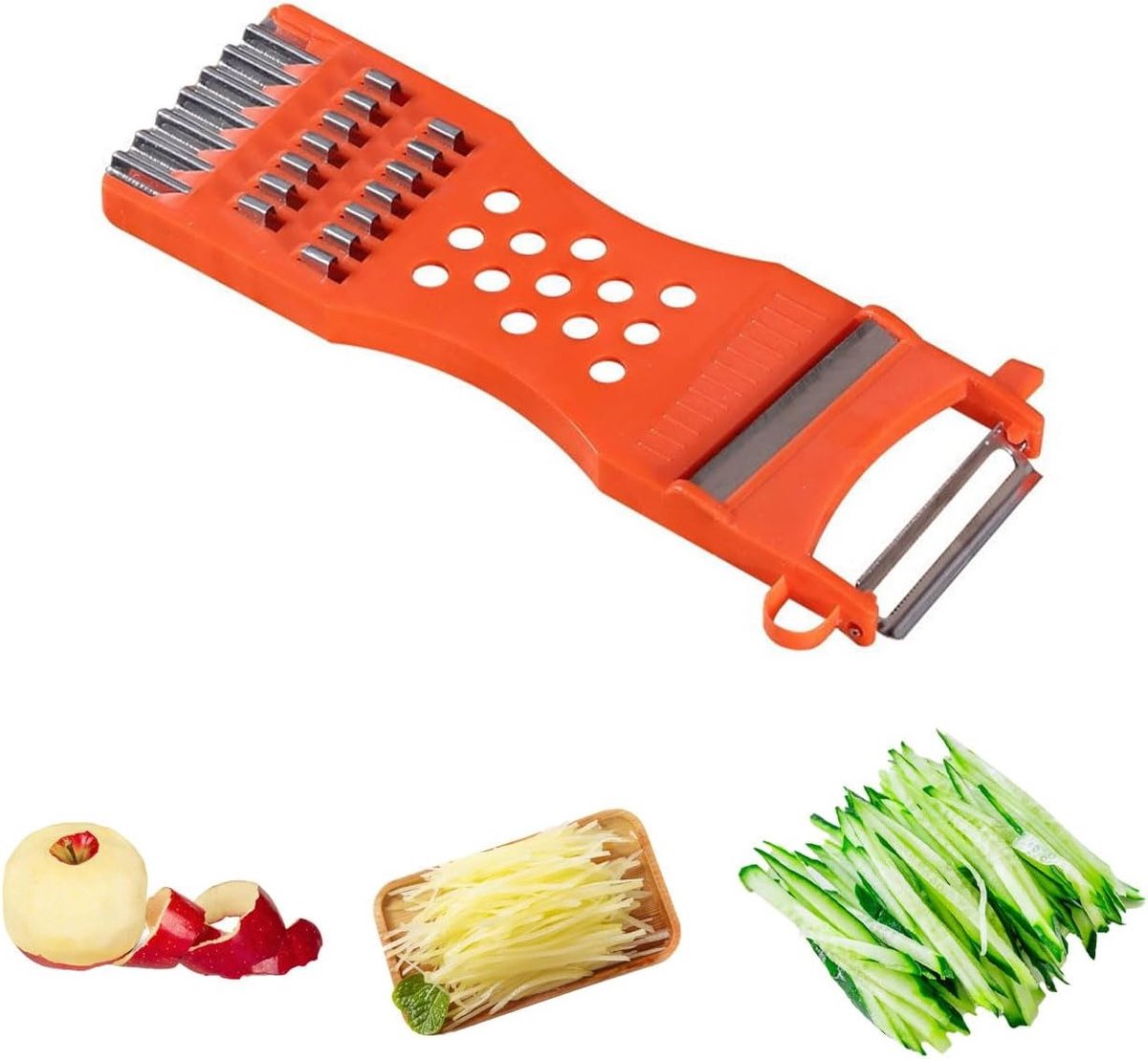 Multifunctionele Groentenschiller en Snijder - 6-in-1 RVS Groenteknives voor Efficiënt Snijden en Schillen van Wortelen en Groenten in de Horeca