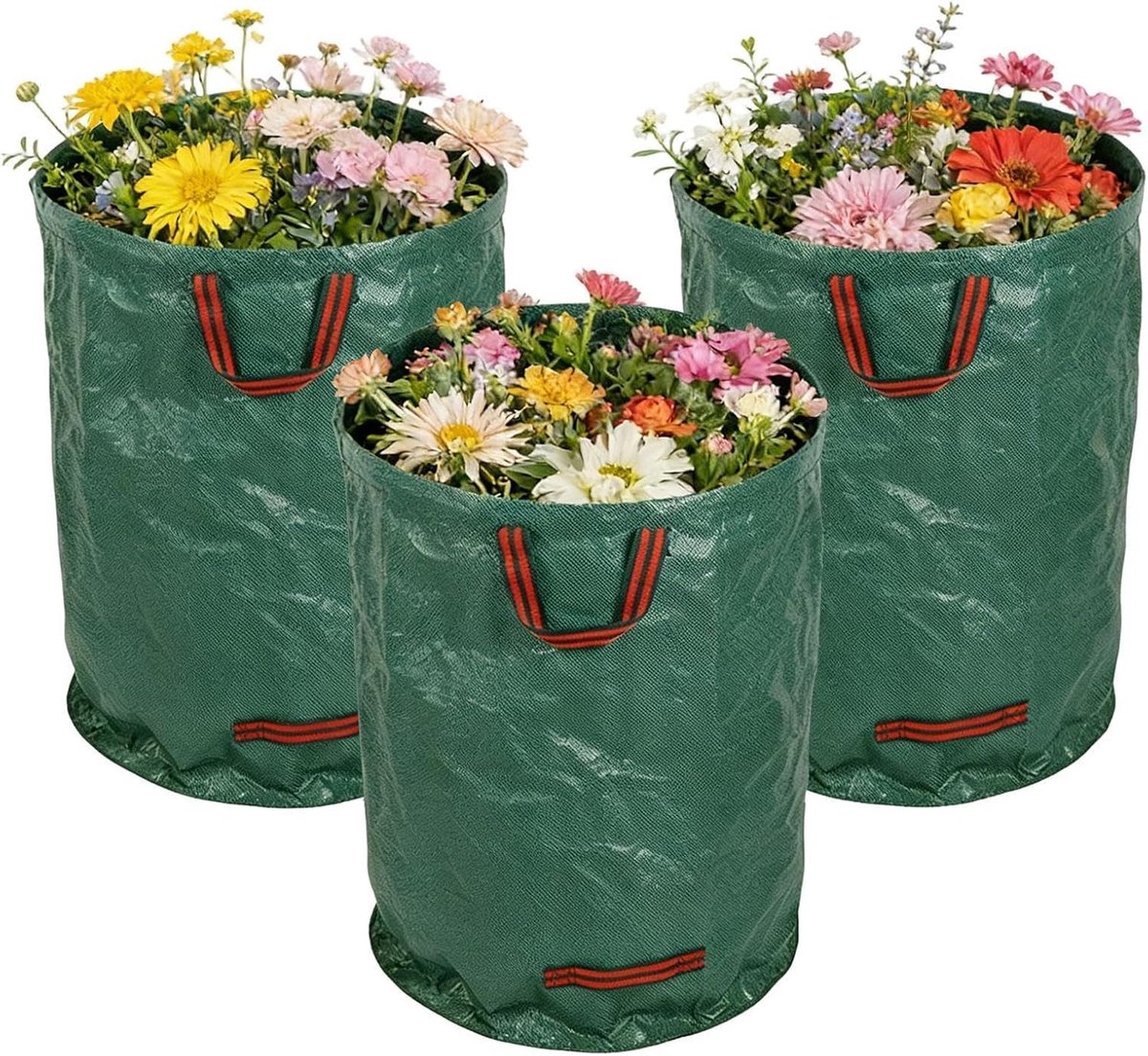 Tuinzakken - Afvalzakken - Tuinafval Verzamelen - Versterkte Draaghendels - 3 stuks 200L - Groen