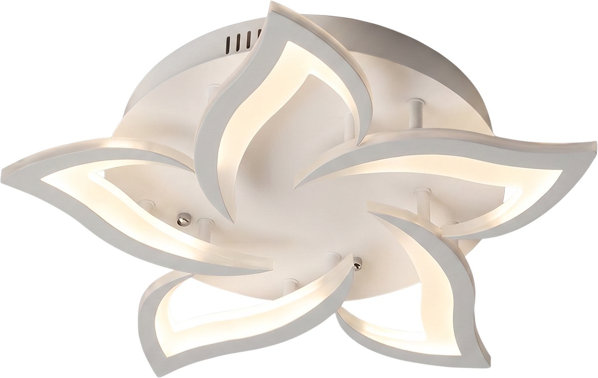Sentara LED Plafondlamp - Bloem - Plafonnière - Plafond Lamp - Design Plafondlamp - Met Afstandsbediening - Dimbaar - 3 Lichtkleuren - Met Licht - Woonkamer - Slaapkamer - Wit - 60 cm