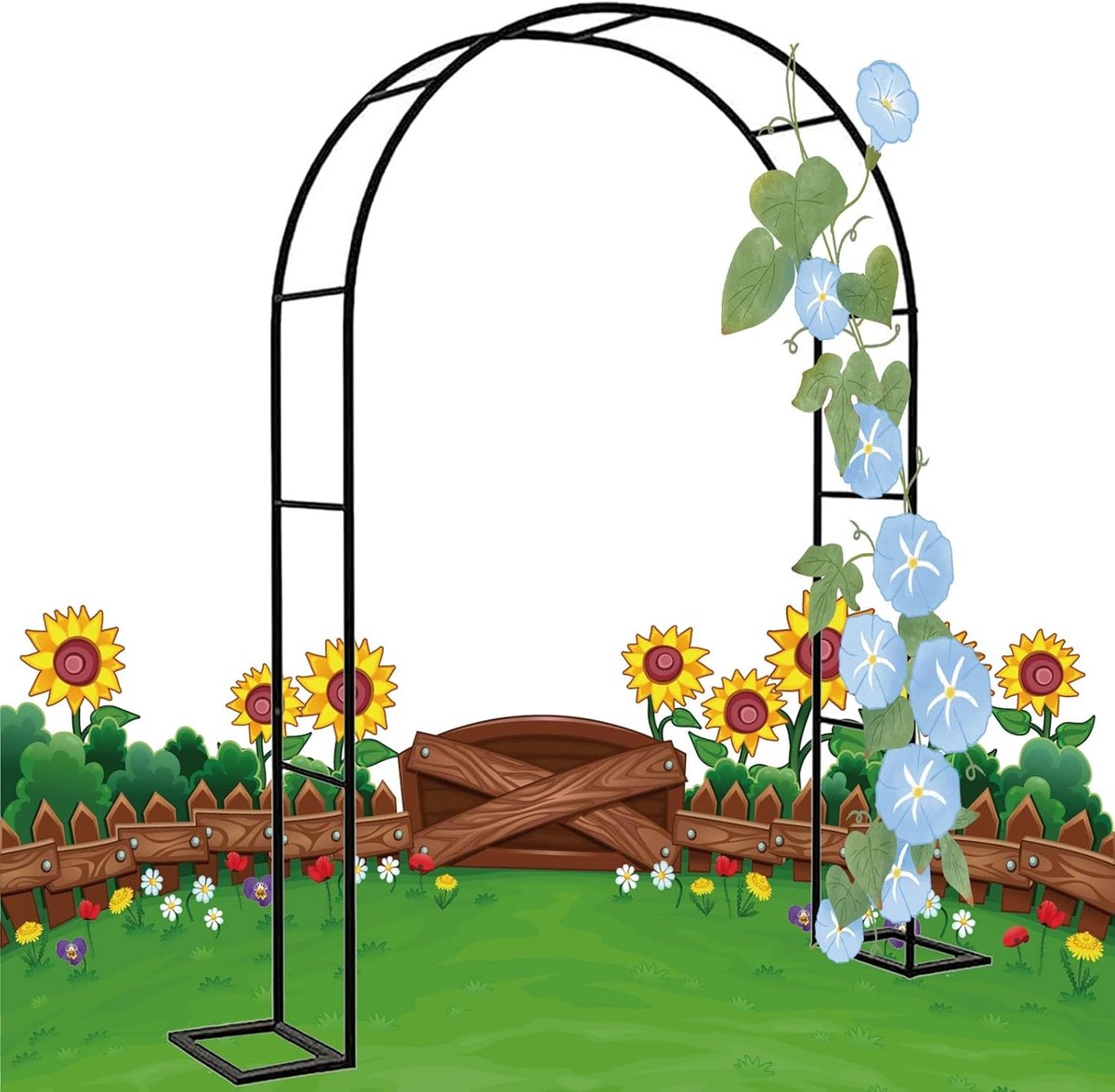 Tuinboog - Rozenboog - Buiten Decoratie - Weerbestendig Staal - 12 m hoog - Zwart