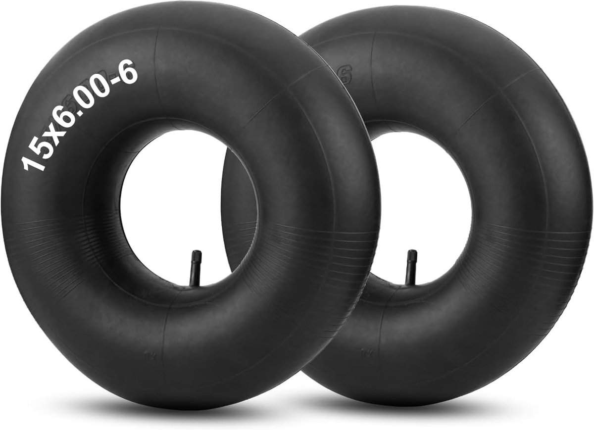 Binnenbanden Vervangend - Banden Binnenwerk - Tuinonderhoud - Heavy Duty Rubber - 2 stuks 15x6.00-6 - Zwart