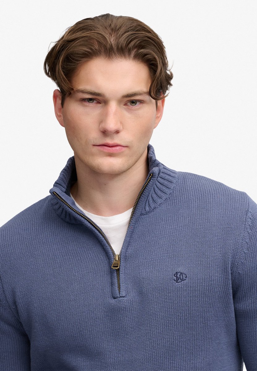 Superdry Trui Cotton Half Zip Knit M6110764a Soft Mannen Blauw