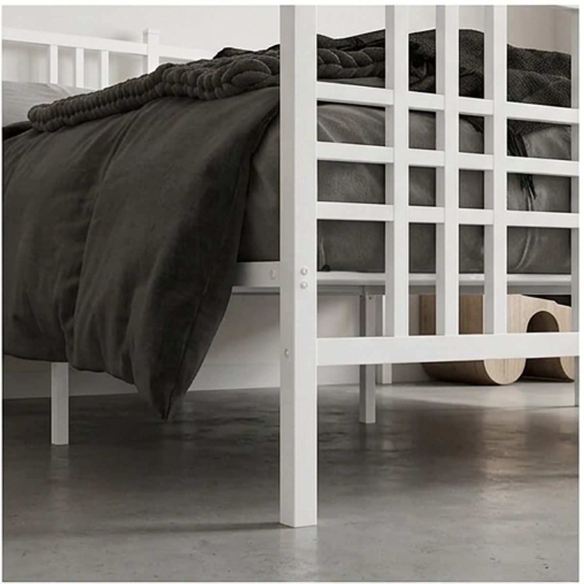 Metalen Bedframe 120x190 cm Wit – Stevig Stalen Slaapkamer Bed met Hoofdbord & Voetbord – Inclusief Lattenbodem & Middensteunen – Ruimtebesparend Jeugdbed met Opbergruimte – Medahomestore