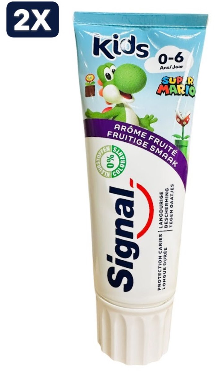 2 x Signal Tandpasta - 75ml - Kids Super Mario - Fruitige Smaak - (0/6 Jaar)