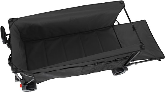 300L+120L opvouwbare bolderkar & achterklep, 180cm opvouwbare bolderkar met extra brede 17x10 cm all-terrainwielen handwagen, ideaal voor tuin, boodschappen, strand en buitengebruik (zwart) — afbeelding 2