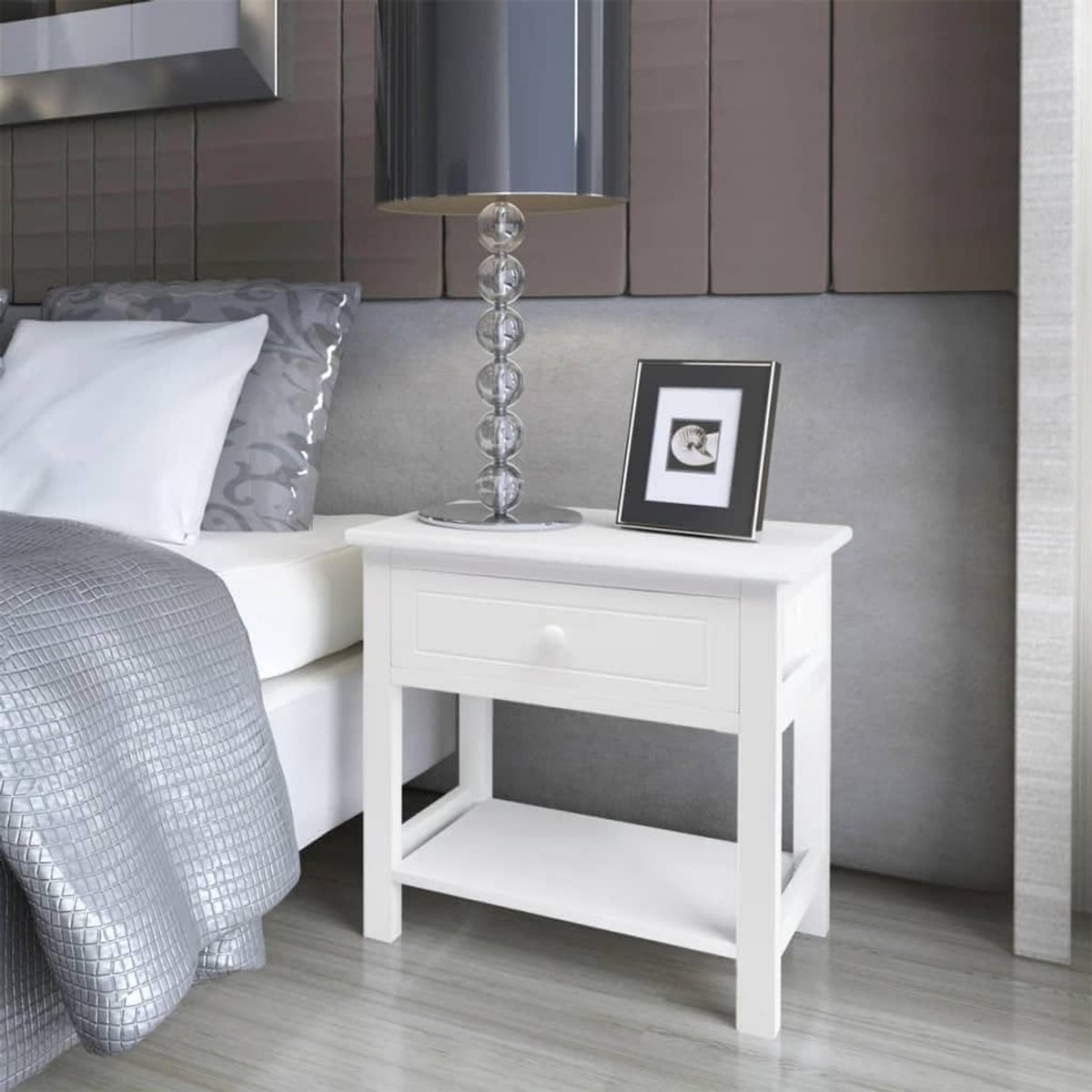 Nachtkastjes Set - Opbergkastjes Woonkamer - Slaapkamer Organisatie - Met Uittrekbare Lade - 40 x 42 x 29 cm - Wit