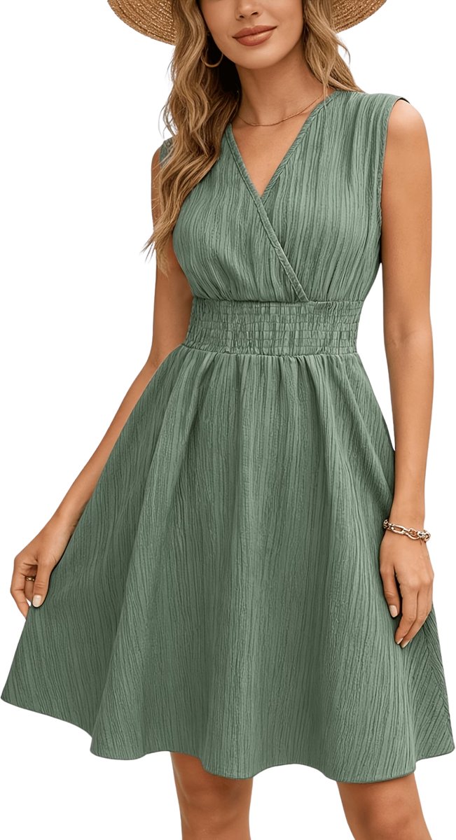 Currero Zomerjurk Dames Zomerjurken Volwassenen Vrouwen Midi Jurk Ibiza Stijl Sundress Dress L Bonengroen