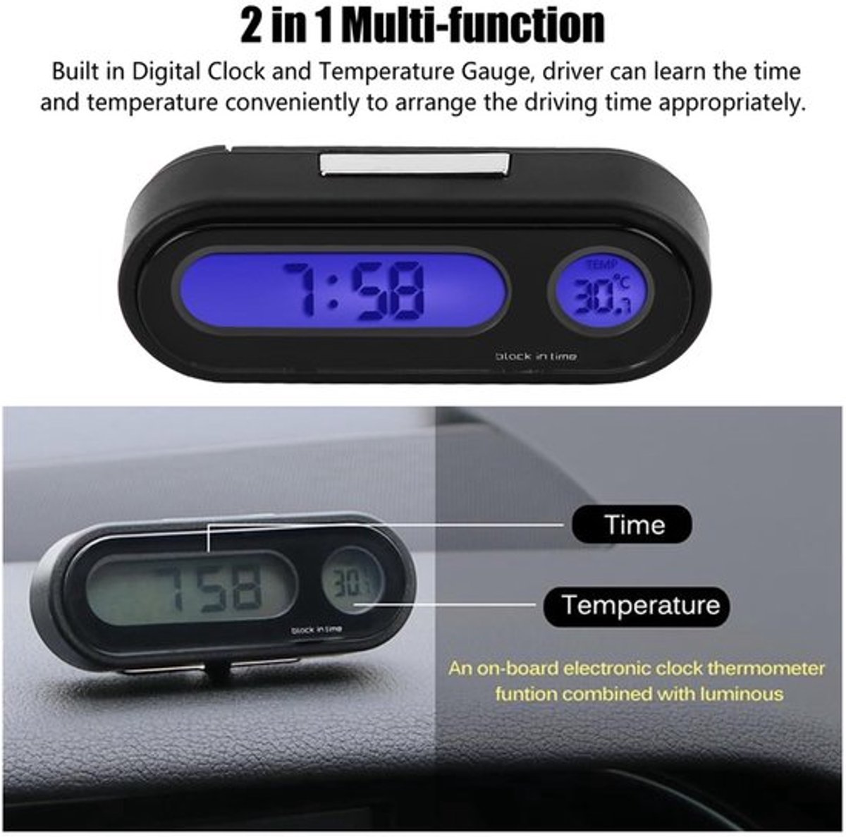 Thermometer en klok met LED verlichting van Allecto