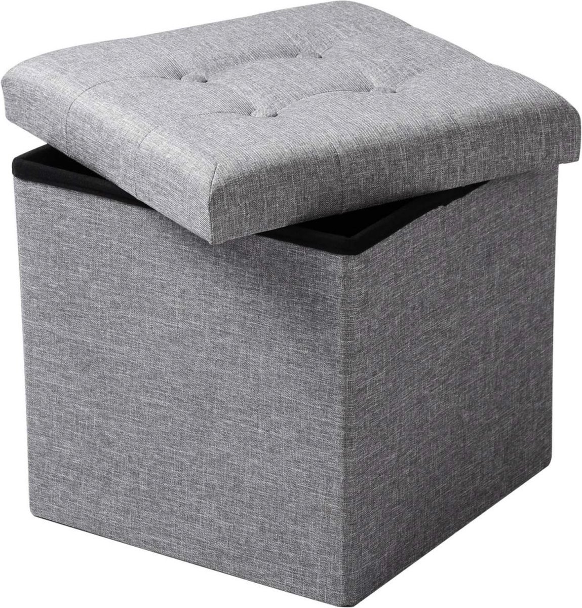 Poef 50x35x45cm Lichtgrijs - Stof, Met opbergruimte en Opbergbank Poef - Voor Dagelijks Gebruik, Thuis en Professioneel Gebruik