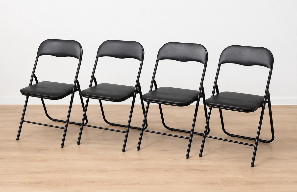 MaxxGarden Klapstoelen set - 4 x vouwstoel - zwart