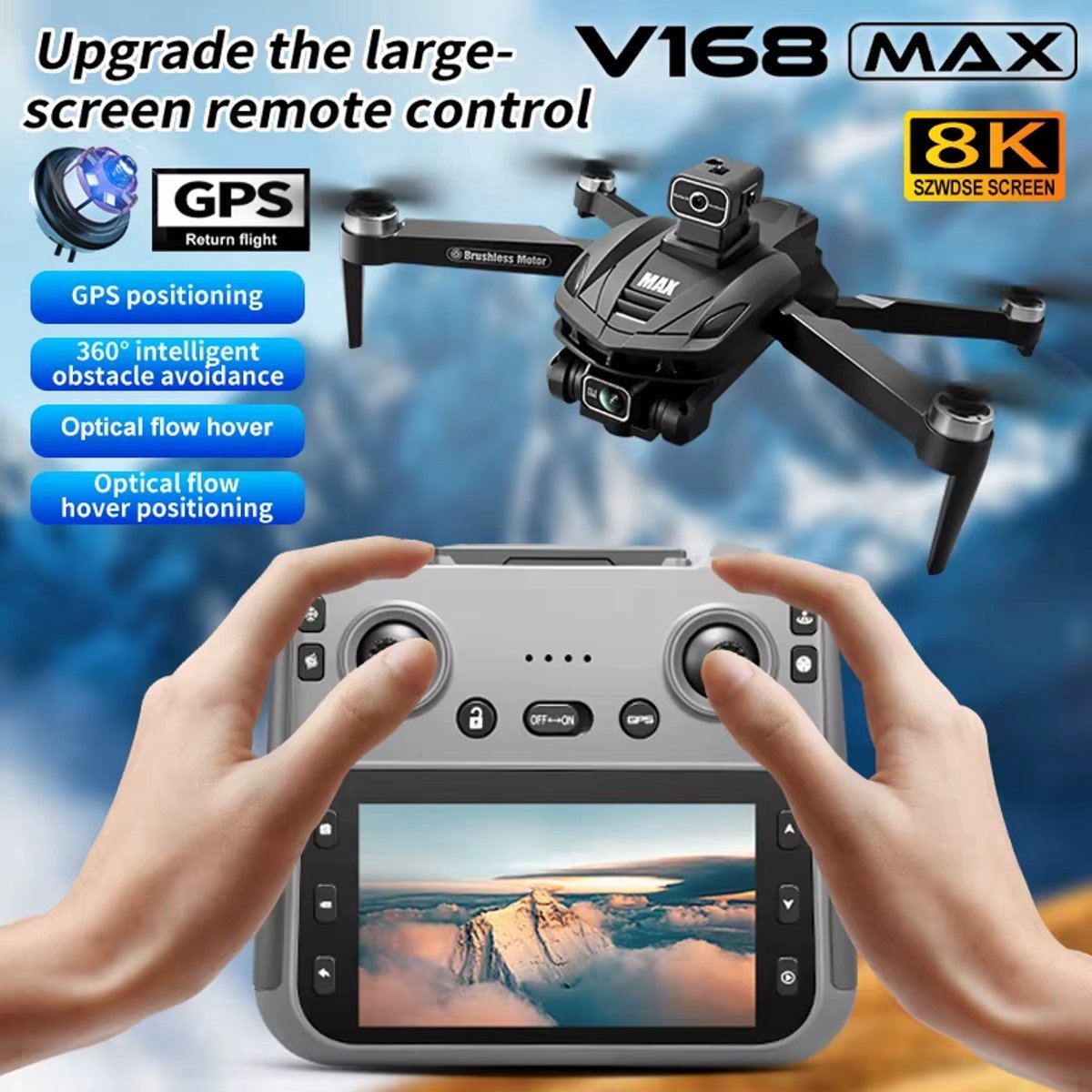 V168 Drone - Pro Max - 8K - 5G - Gps - Professionele - Hd Luchtfotografie - Dual-Camera - 25 minuten vliegtijd - 1 KM bereik - 5GHz Wifi FPV -1 click return- GPS - 8K camera's - 1 batterij - Zonder Vliegbewijs thumbnail 6