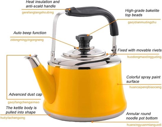 Camping fluitketel - Waterkoker Roestvrij Staal - Water Koken - Automatisch Fluitende Tuit - 7L - Wit — afbeelding 4