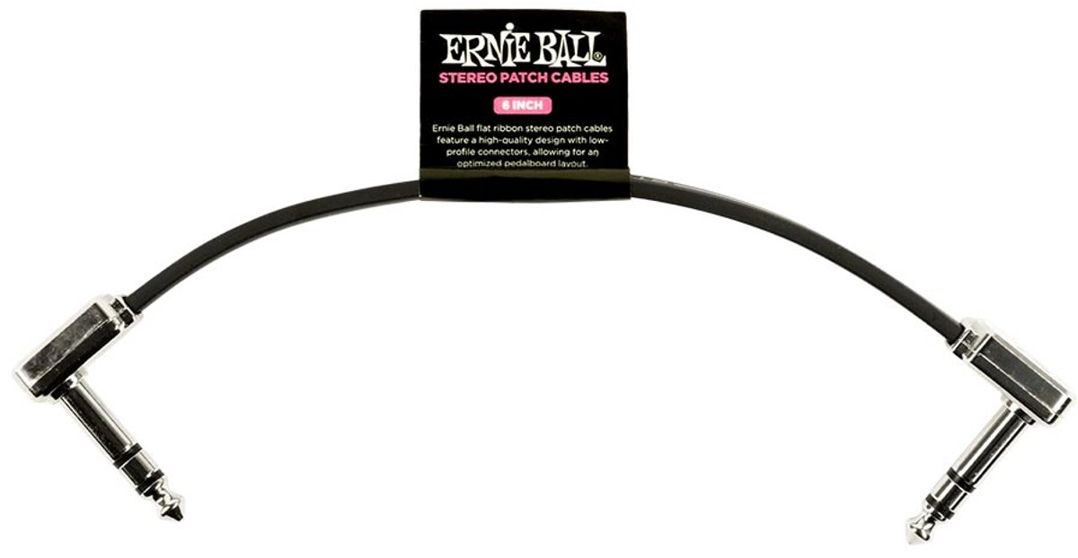 Ernie Ball 6408 patchkabel stereo haaks zwart 15 cm