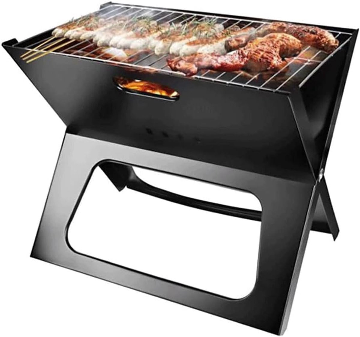 Barbecue Grill - Draagbare BBQ - Buiten Koken - Roestvrij Staal - 44 x 29 cm - Zilver
