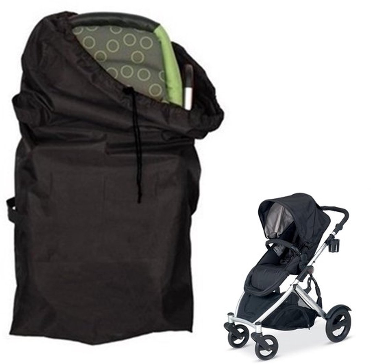 By shayne - Kinderwagen Transporttas - Beschermhoes - Zwart - Vliegtuig tas