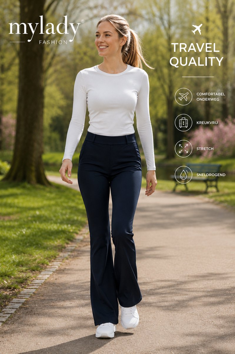 Mylady Travelsoft Broek Jamini flared Navy Maat XXL