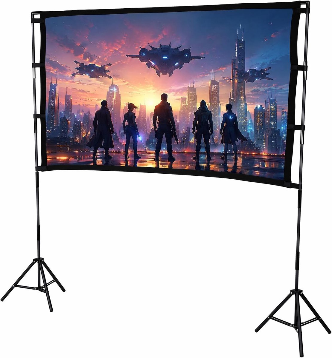 Buitenprojectiescherm - Projectiescherm met standaard - Film kijken - Opvouwbaar en wasbaar - 84 inch - Wit