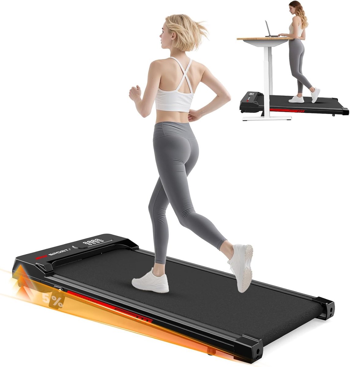 Loopband voor thuis - Elektrische loopband - Actief blijven - 3-in-1 ontwerp - 130kg belastbaar - Zwart