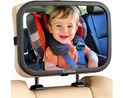 Achterbank Spiegel - Baby Spiegel Auto - Baby in Zicht - 360 Graden Rotatie - 9.6 x 6.8 Inch - Standaard