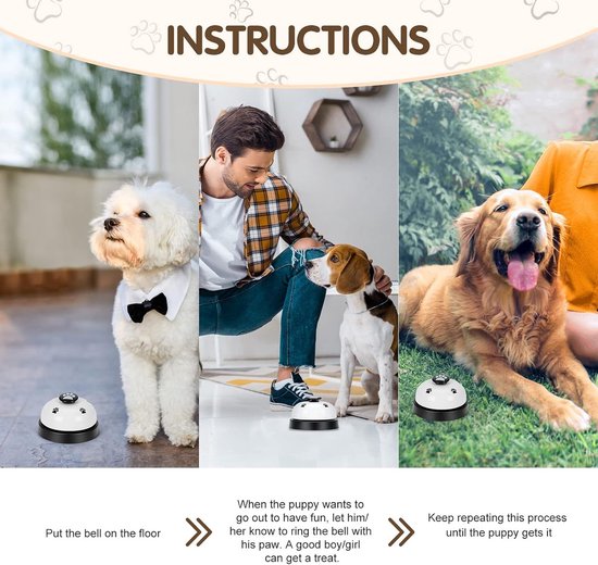 2 stuks trainingsbel - honden trainingsbel - bel voor voer - metalen bel - drukbel hondentrainer - meubelaccessoires - geschikt voor honden, katten (meerdere kleuren, 5*7,5cm) — afbeelding 3