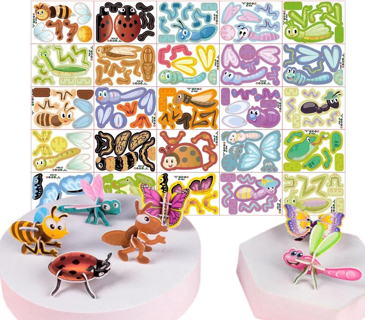 Houten 3D Puzzel - Dierenmodel Bouwen - Educatief Spel - Zonder Lijm - 25 Dieren - Insecten