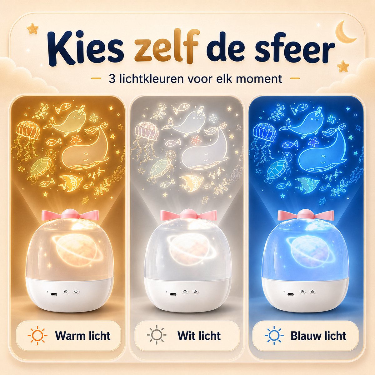 Sercano Eenhoorn Sterrenhemel Projector - Ingebouwde 8 muziek - 6 Thema's - 360° Rotatie - Projectorlamp - Oplaadbaar - Cadeau voor kinder – foto 2