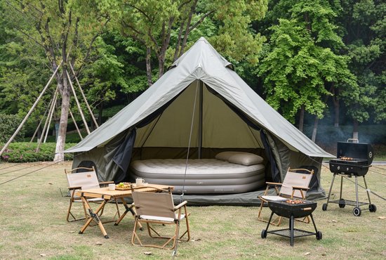 HAUSS SPOLE Tent - 400 x 400 x 250 cm - Waterdicht En Scheurvast Polyester - Donkergroen - Voor 4-8 Personen En Vier Seizoenen van hauss-spole — afbeelding 2