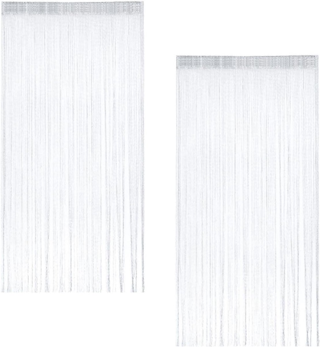 Draadgordijnen Set - Wit - Insectenbescherming - Glitter Effect - Voor Deuren en Ramen