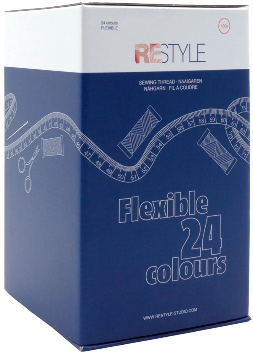 ReStyle Display met 24 kleuren Flexibel naaigaren 180 mtr dikte 120