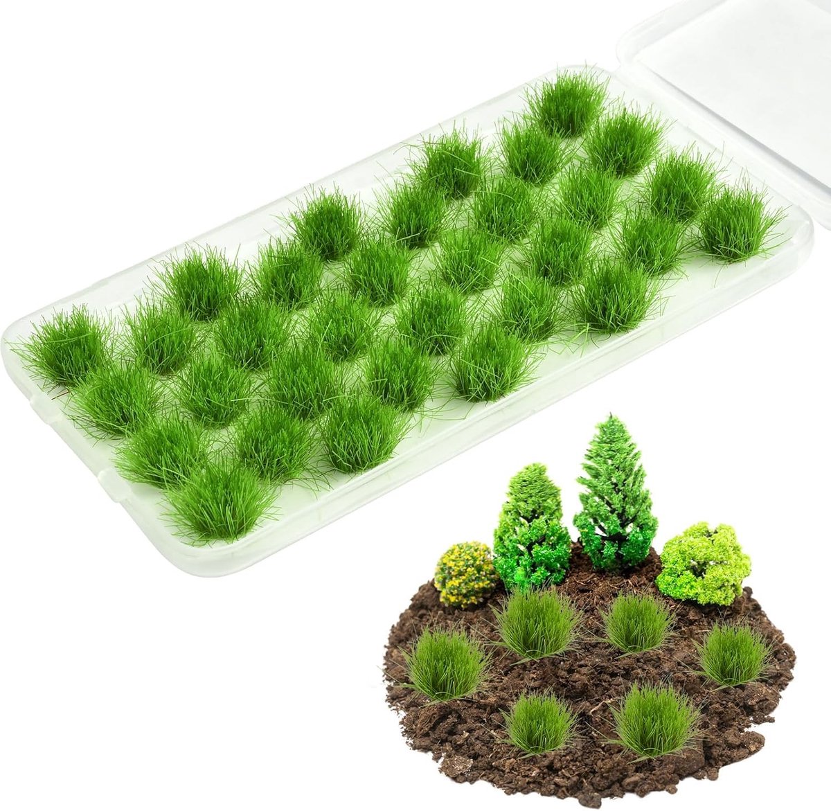 Miniatuurplanten en Grasgrove voor Modelbouw en Poppenhuis met Statisch Terrein en Mini Tuinschepje