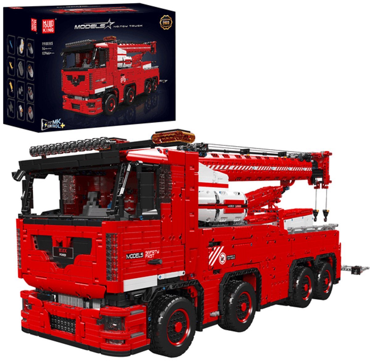 DW4Trading Bergingstruck Takelwagen Draadloos Bestuurbaar met 19 Motoren - 10966 Stuks - Compatibel met Grote Merken