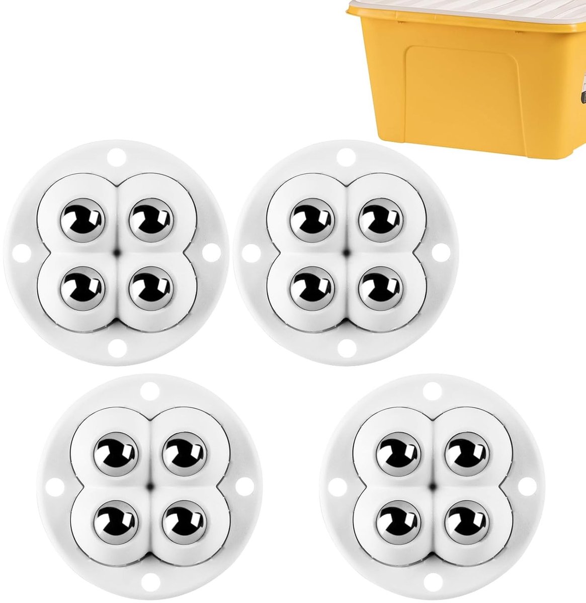 Set van 4 Zelfklevende Meubelwielen met 360° Draaibare Ballen, Geschikt voor Zware Lasten tot 200 kg, Ideaal voor Meubels, Opbergdozen en Elektrische Apparaten