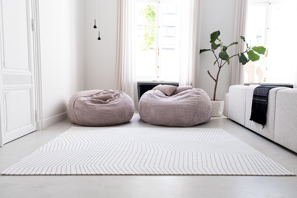 Binnen vloerkleed -140 x 200 cm - Jules Flipo San Andreas 9172 White Grey laagpolig tapijt - Made In Belgium
