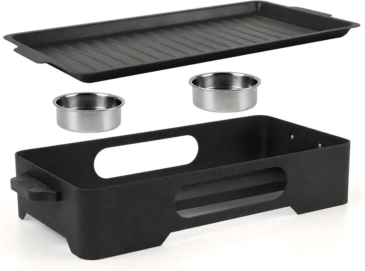 BBQ Warmhoudplaat - Grill Verwarmer - Buffet en Camping - Antiaanbaklaag - 36 cm - Zwart