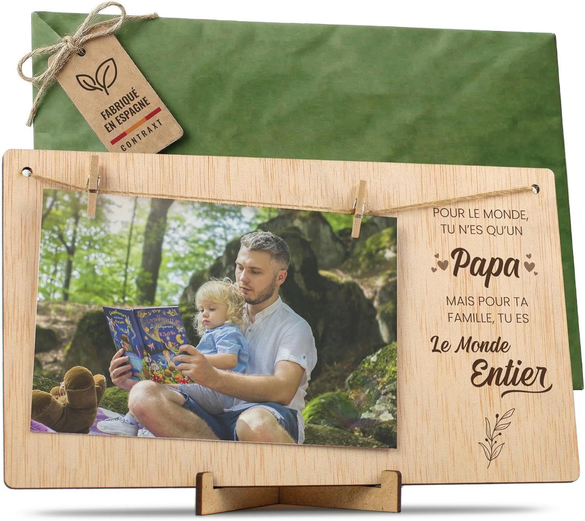 CONTRAXT Cadre photo cadeau original papa père. Cadeau détail Cadre photo support Carte postale pele mele porte - ShopVlot