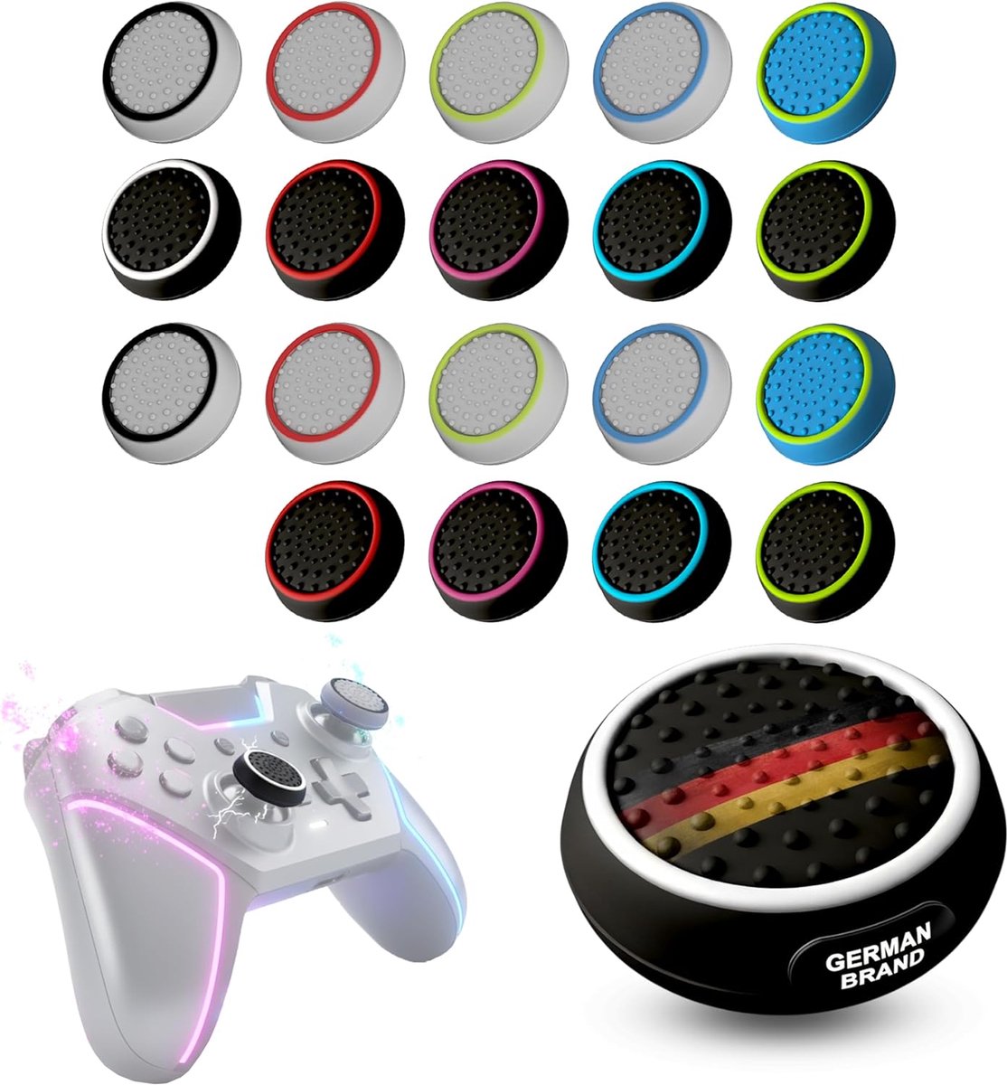 SnelShoppen - MatoSan Grip & Aim Assist Set - Compatibel met PS5 Controller - Silicone Thumbstick Caps voor Betere Grip & Precisie - 20 Stuks