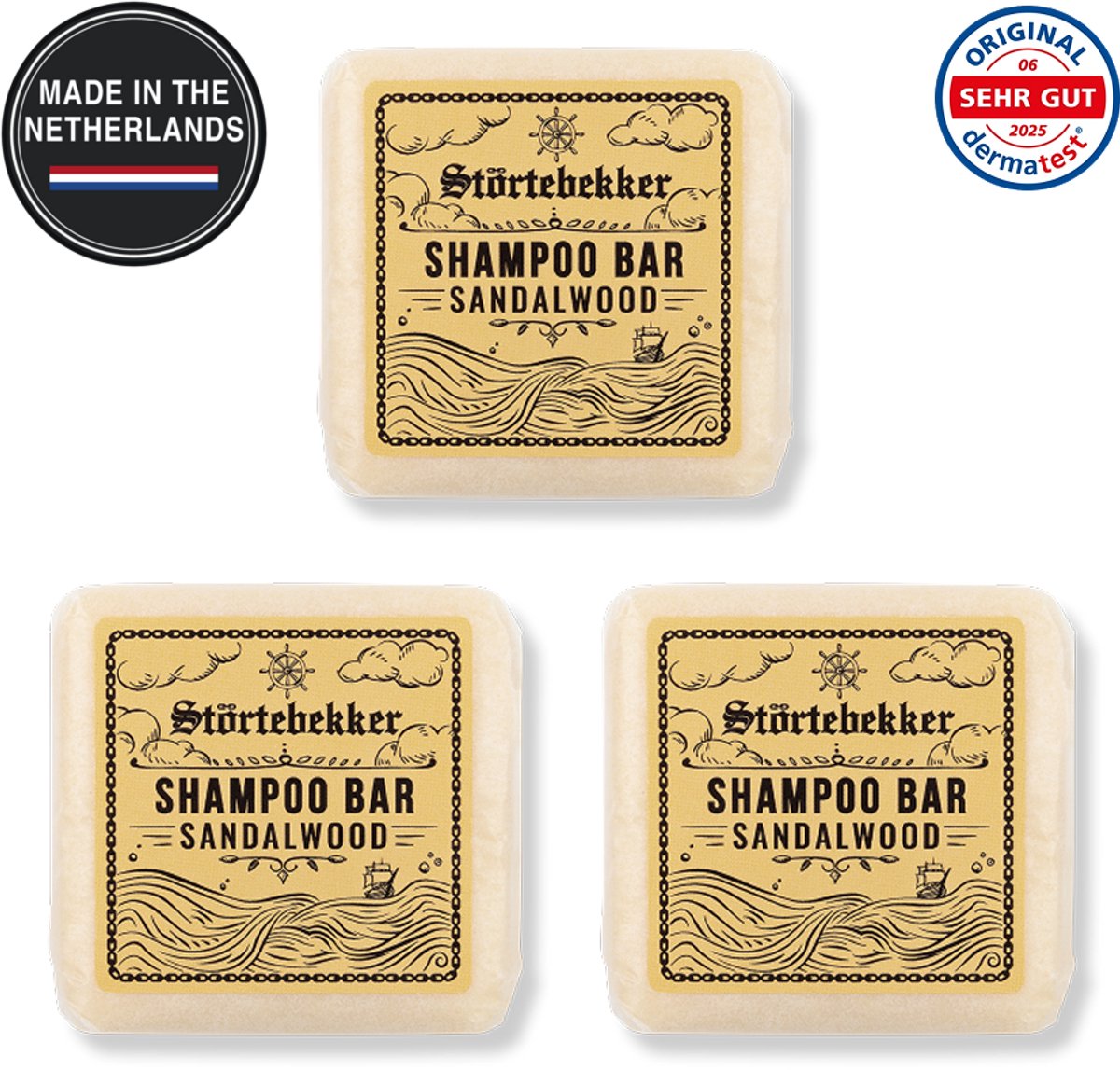 Störtebekker® Premium Shampoo Bar Sandelhout - Vaste shampoo voor mannen en vrouwen - 3-in-1 douchezeep voor mannen voor haar, hoofdhuid en baard - Hydraterende shampoo - veganistisch, handgemaakt - 100 g Solid Shampoo Bar Sandalwood