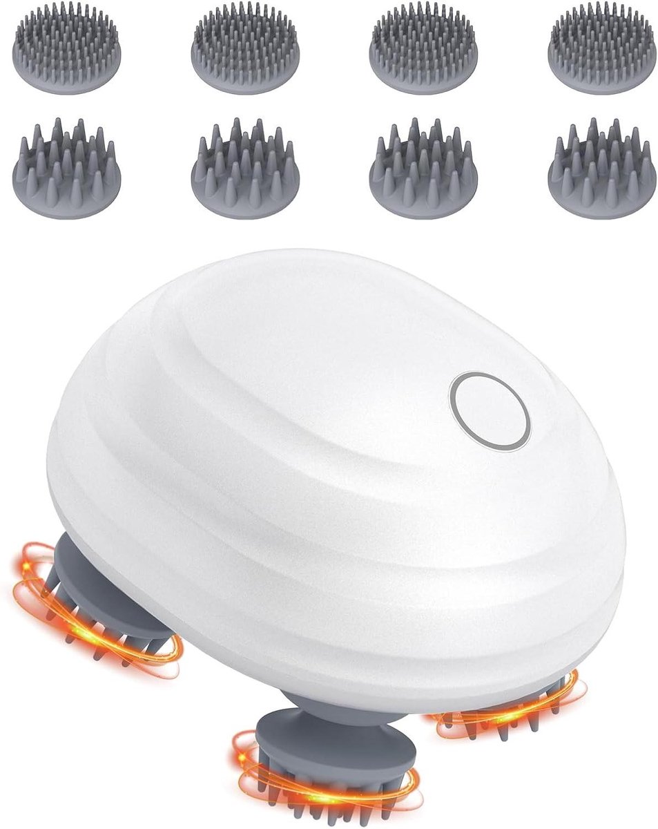 Elektrisch Hoofdmassageapparaat - Draadloos Handmassageapparaat - Ontspanning Lichaam - IPX7 Waterdicht - 145 x 112 x 7 cm - Wit