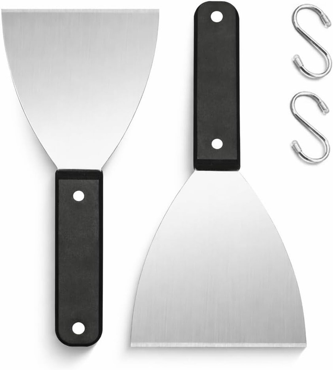 Set van 2 RVS Grill Schrapers, Ideaal voor het Schoonmaken van Grill, Bakplaten en Pannen, Geschikt voor Binnen en Buiten Gebruik
