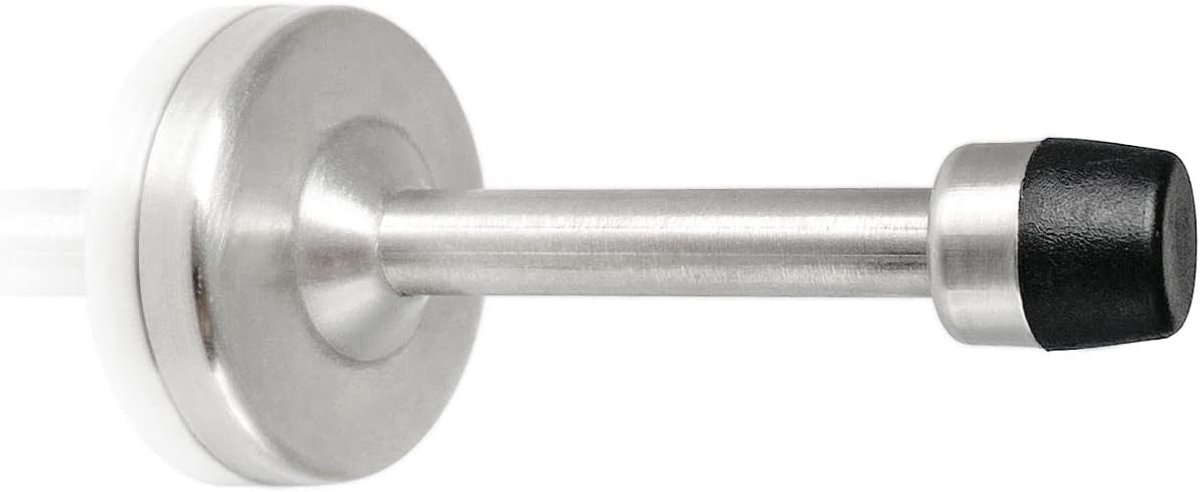 Deurstopper van 10 cm met rubberen bumpers, roestvrijstalen wandmontage voor binnen en buiten, ideaal voor plinten en bescherming tegen schade