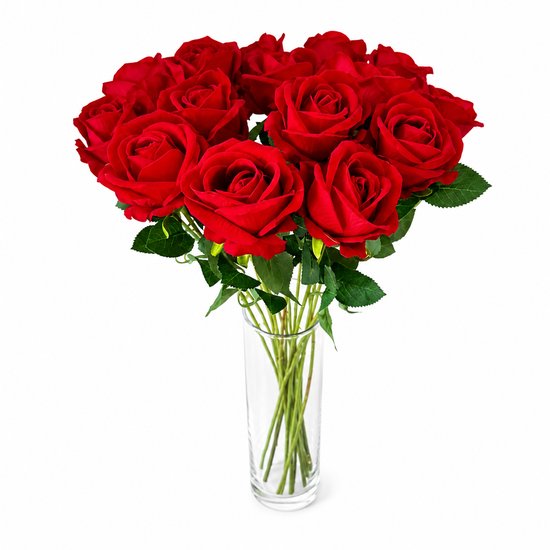Foto: La rose nepbloemen kunstbloemen voor buiten binnen kunstrozen cadeau zijden bloemen kunstplanten kunstbloemen boeket 15 rozen voor woondecoratie bruiloft feest decoratie
