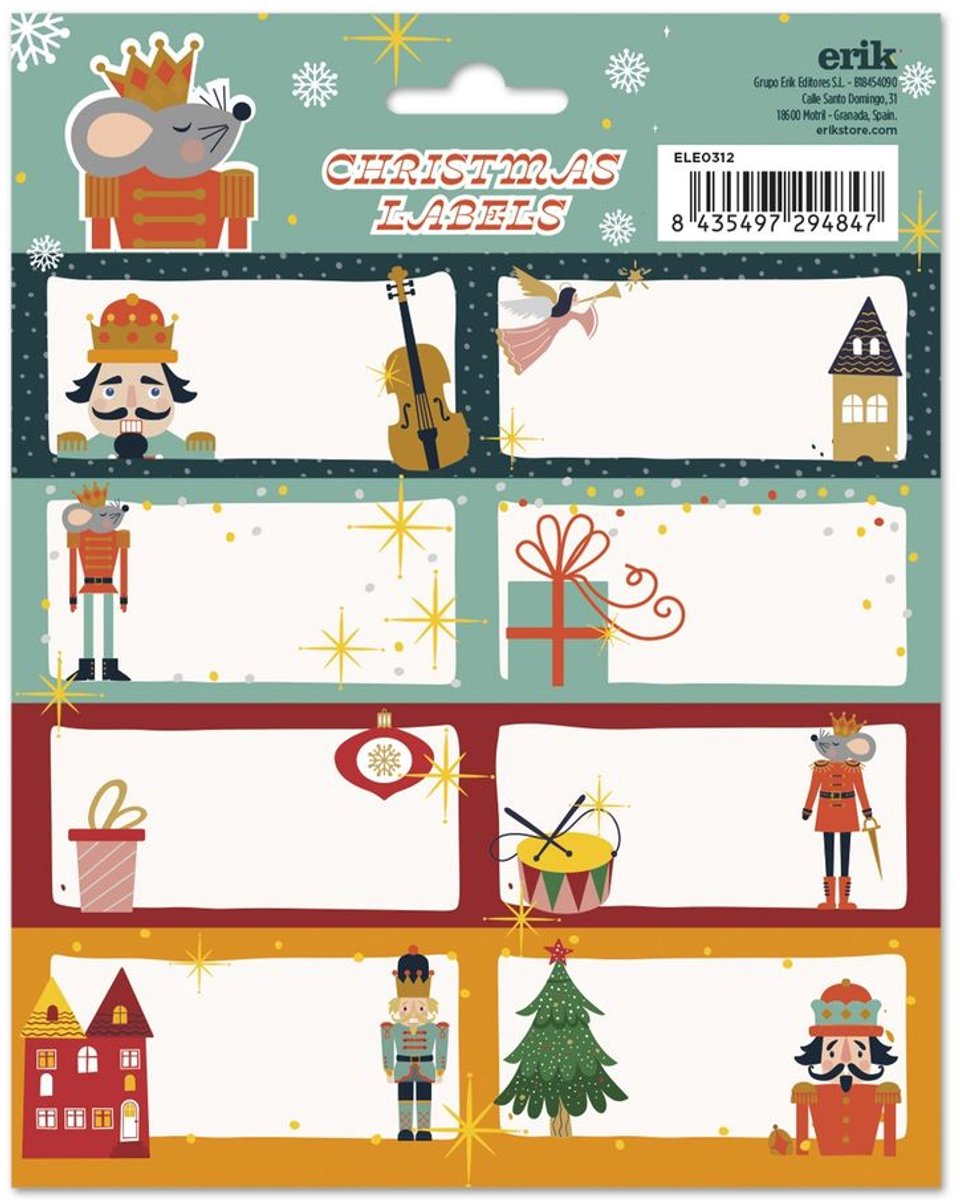 Grupo Erik - Christmas Nutcraker Christmas SelfAdhesive Labels Zelfklevende etiketten - Multicolours