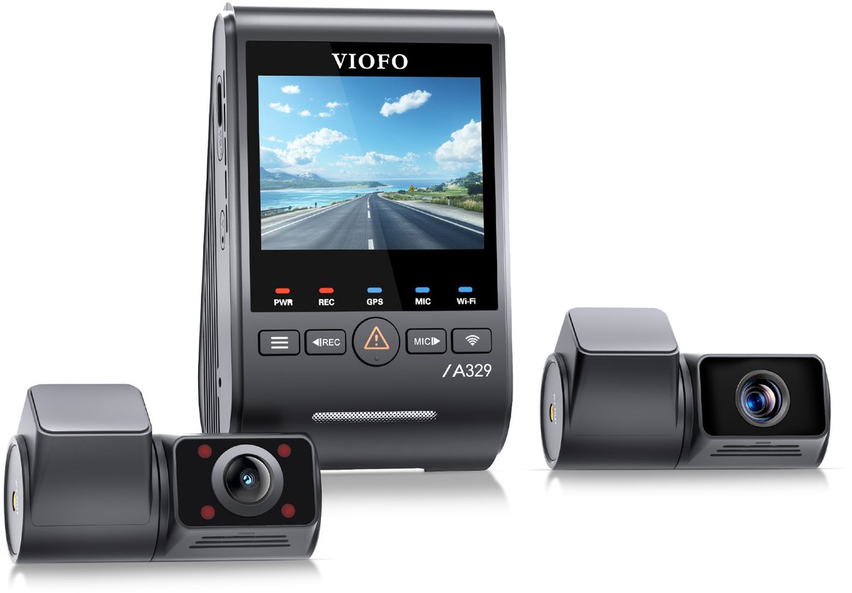 VIOFO A329TC 3CH - Dashcam - 4K Frontcamera + 2K Telelens + 2K Interieurcamera - Sony STARVIS 2 - WiFi 6 - GPS - Parkeermodus - HDR - Spraakbediening - SSD-ondersteuning