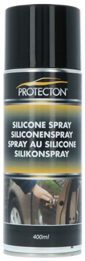 Spray silicone Protecton, 400 ml, avec le texte 'SILICONE SPRAY SILICONENSPRAY SPRAY AU SILICONE SILIKONSPRAY'.