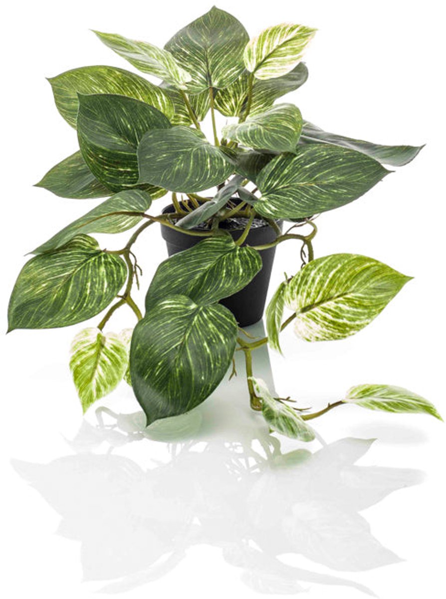 Emerald Kunstplant in pot Scindapsus groen/wit 55cm - Kunstplant voor binnen Groen, Wit