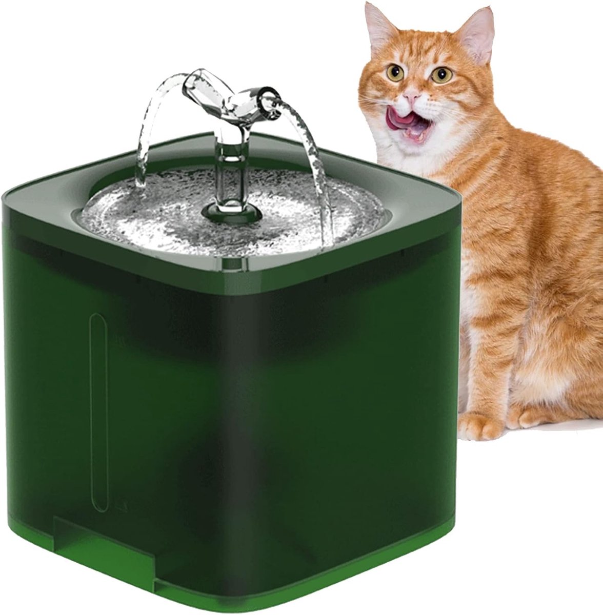 Automatische drinkfontein voor huisdieren - 2 liter - 16×16×15,5 cm - 2 m snoer - Geschikt voor binnen - Ultrastil - Geschikt voor kleine en grote katten en honden - Groen