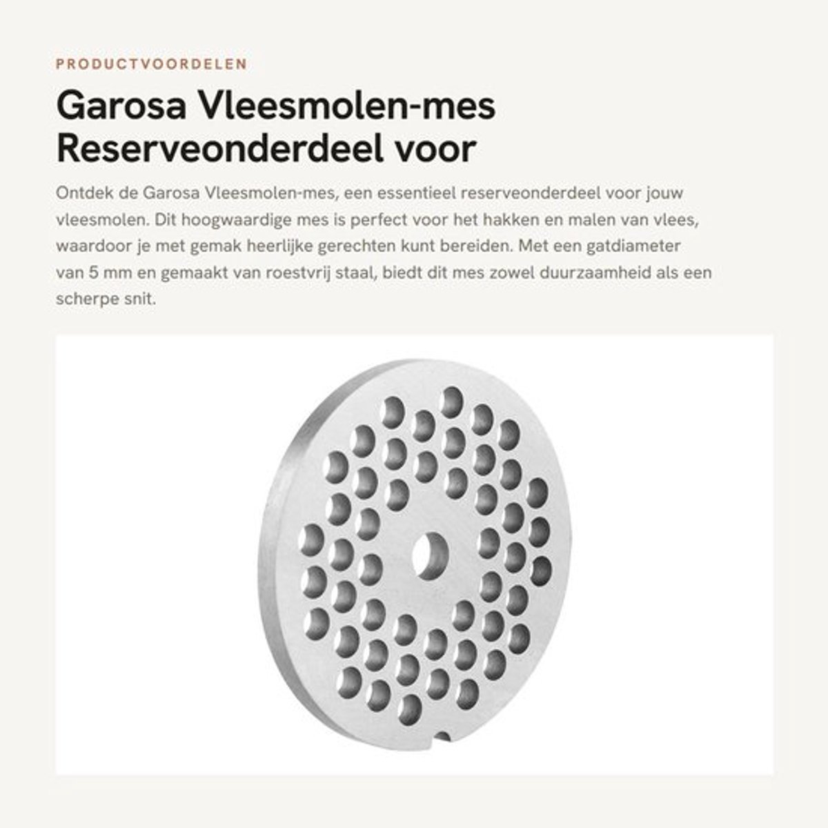 Vleesmolen-mes roestvrij staal - Reserveonderdeel - 5 mm gatdiameter - 61,5 x 61,5 x 5,5 mm - Veilig en niet giftig - Eenvoudig te installeren