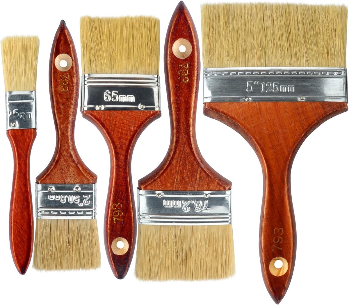 SnelShoppen - 5 Pack Dikke Kwasten voor Muur- en Hekverf, Kleurkwasten voor Hout, Beits en Pleister, Herbruikbare Verfkwasten voor Diverse Klussen