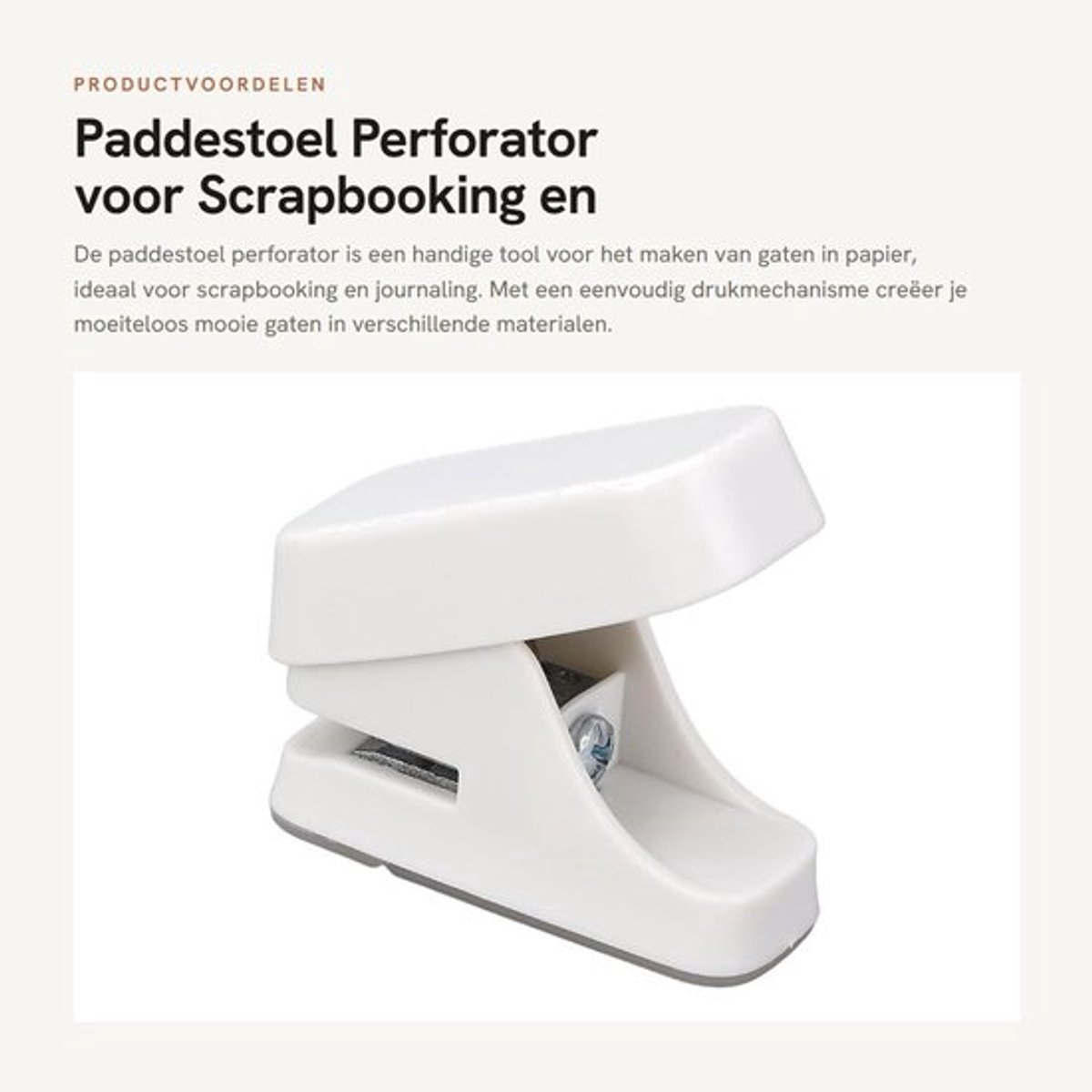 Perforator Paddestoel - Eén Gat - Kunststof - Scrapbooking - Journaling - Multifunctioneel - Gaatjesmaker